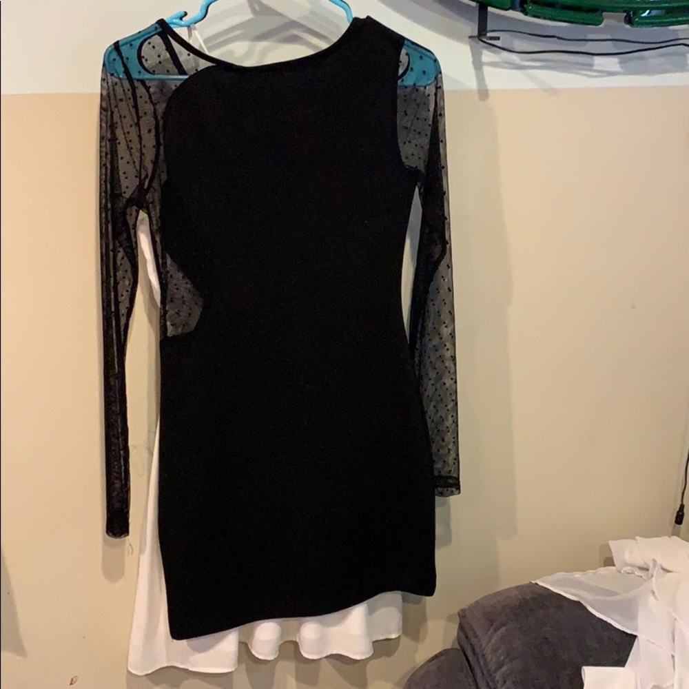 Black polka dot sleeve dress